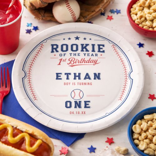 Rookie of the Year Baseball Ticket 1st Birthday Paper Plates