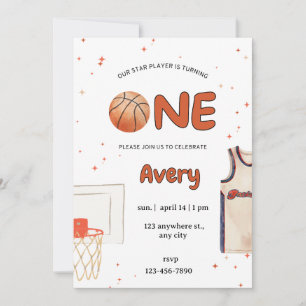 Rookie of the Year Basketball 1st Birthday Invitat Invitation