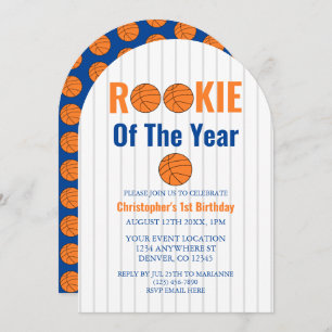 Rookie Of The Year Basketball 1st Birthday Invitation