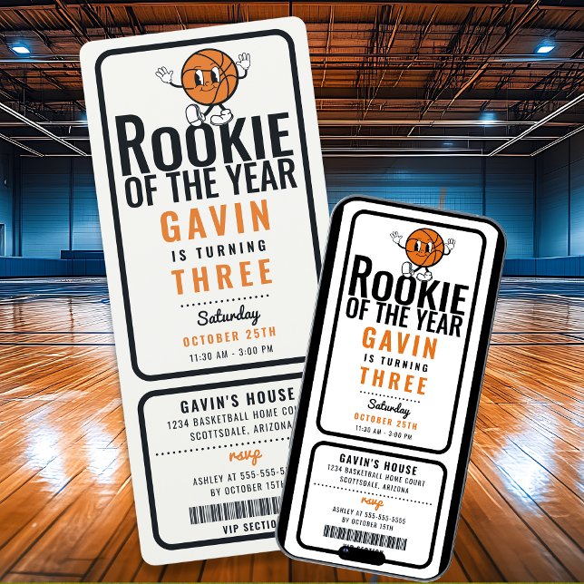 Rookie Of The Year Basketball Customized Birthday Invitation (Creator Uploaded)