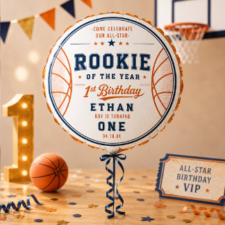 Rookie of the Year Basketball Ticket 1st Birthday Balloon
