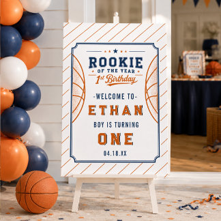Rookie of the Year Basketball Ticket 1st Birthday Banner