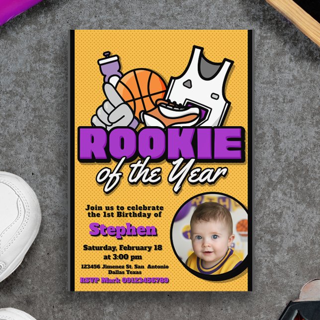 Rookie of the Year - Basketball with Photo Invitation (Rookie of the Year - Basketball with Photo Invitation)