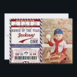 Rookie of the Year Birthday Baseball Ticket Photo Invitation<br><div class="desc">Rookie of the Year Birthday Baseball Ticket Photo Invitation</div>