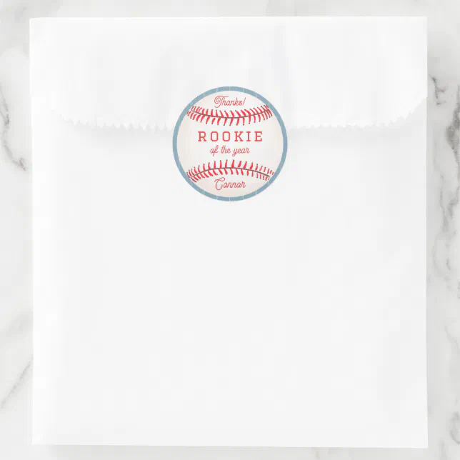Rookie of the year Birthday Favor Classic Round Sticker | Zazzle