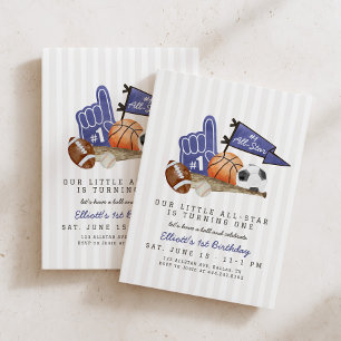 Rookie of the Year   Boys Sports 1st Birthday Invitation