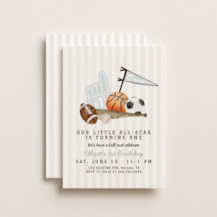 Rookie of the Year   Boys Sports 1st Birthday Invitation