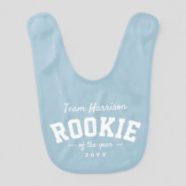 Rookie of the year cute blue family name baby bib