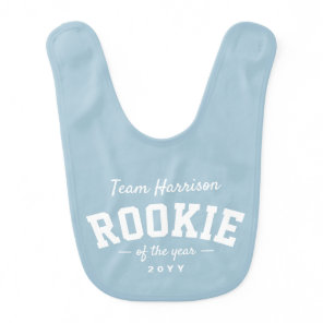Rookie of the year cute blue family name baby bib