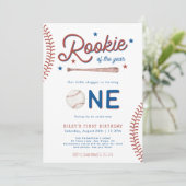 Rookie of the Year First Birthday Baseball Party I Invitation (Standing Front)
