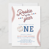 Rookie of the Year First Birthday Baseball Party Invitation | Zazzle