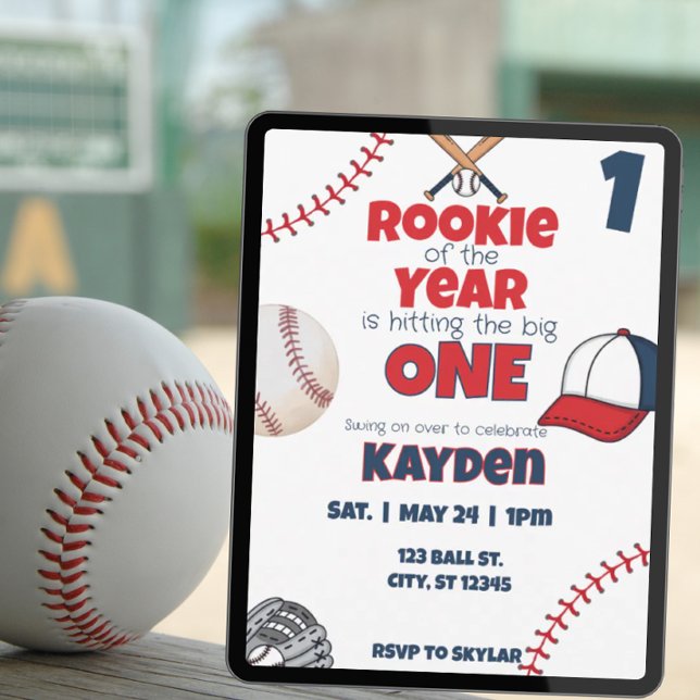 Rookie of the Year first birthday baseball party Invitation (Creator Uploaded)