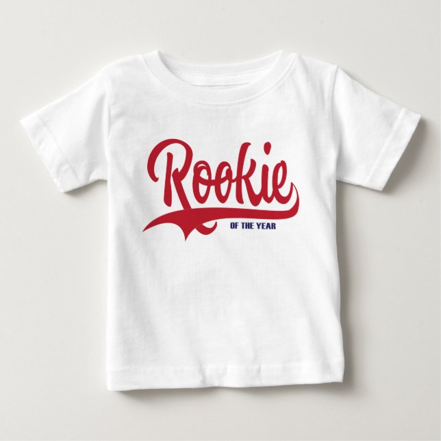 Rookie of the year First Birthday Baseball Shirt (Front)