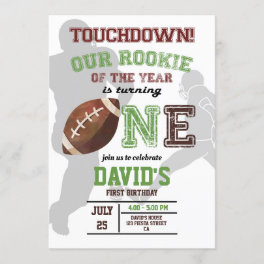 Rookie of the Year First Birthday Boy Football Invitation