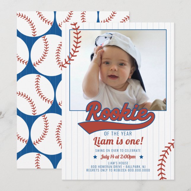 Rookie of the Year First Birthday Invitation (Front/Back)