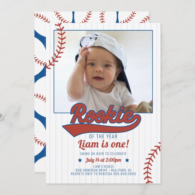 Rookie of the Year First Birthday Invitation (Front/Back)