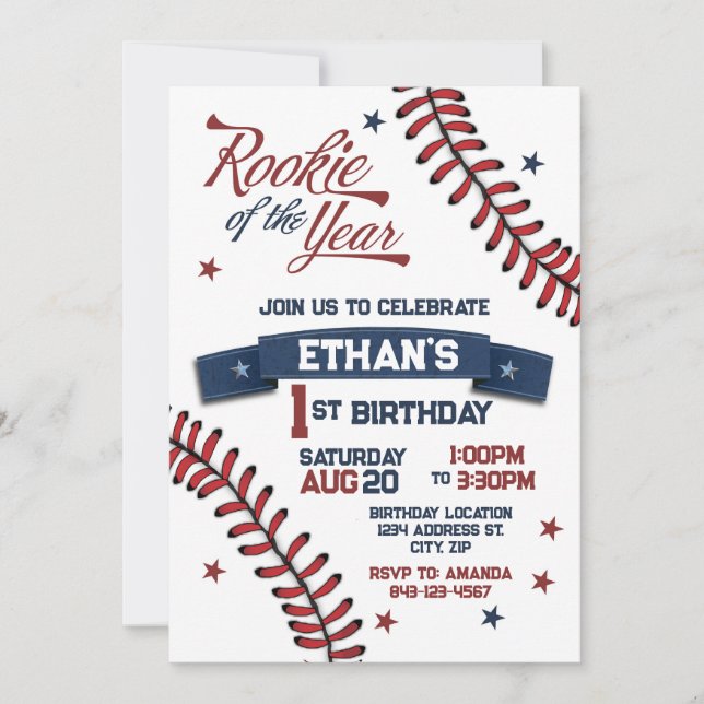 Rookie of the year first birthday invitation (Front)