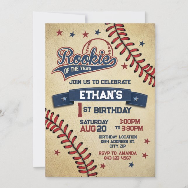Rookie of the year first birthday invitation (Front)
