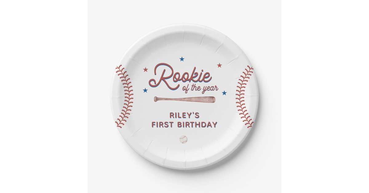 Rookie of the Year First Birthday Party Paper Plates | Zazzle
