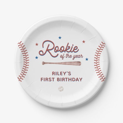 Rookie of the Year First Birthday Party Paper Plates | Zazzle