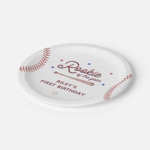 Rookie of the Year First Birthday Party Paper Plates | Zazzle