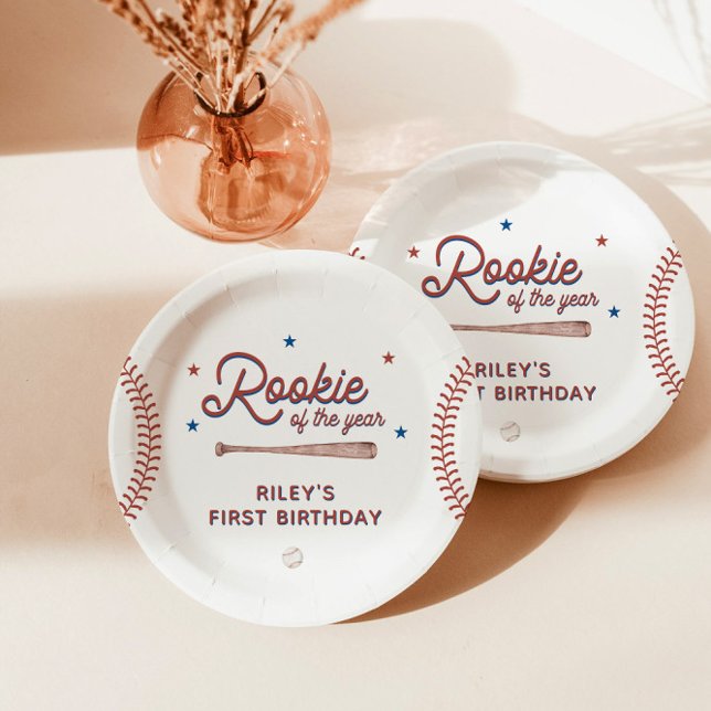Rookie of the Year First Birthday Party Paper Plates (Creator Uploaded)