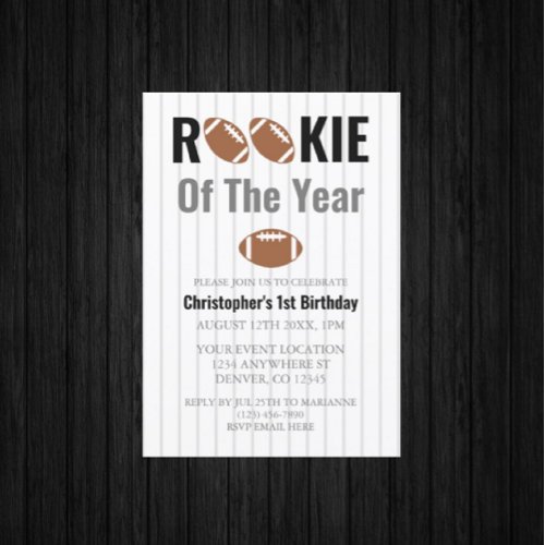Rookie Of The Year Football 1st Birthday Invitation