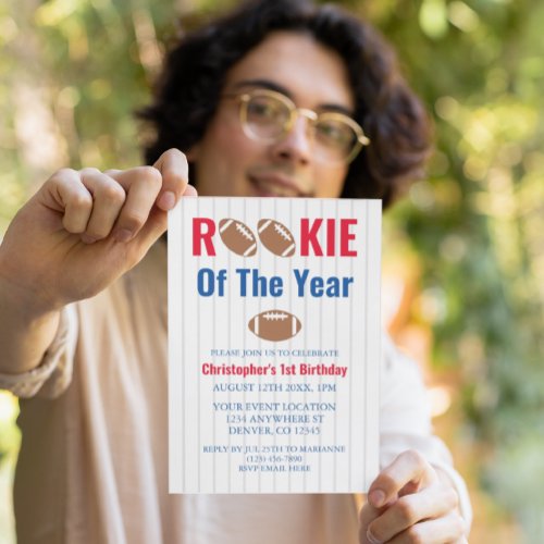 Rookie Of The Year Football 1st Birthday Invitation