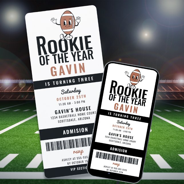 Rookie Of The Year Football Customized Birthday Invitation (Creator Uploaded)
