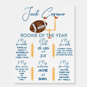 Rookie of the year football themed stats poster