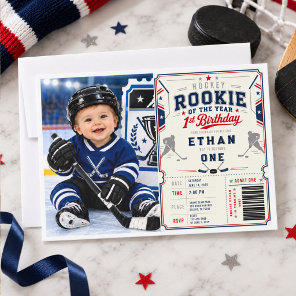 Rookie of the Year Hockey 1st Birthday photo Invitation