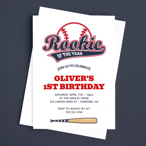 Rookie of the Year Kids 1st Birthday Invitation