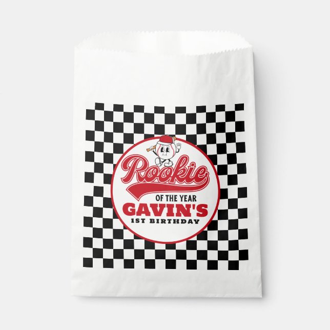 Rookie Of The Year Personalized Baseball Birthday  Favor Bag (Front)