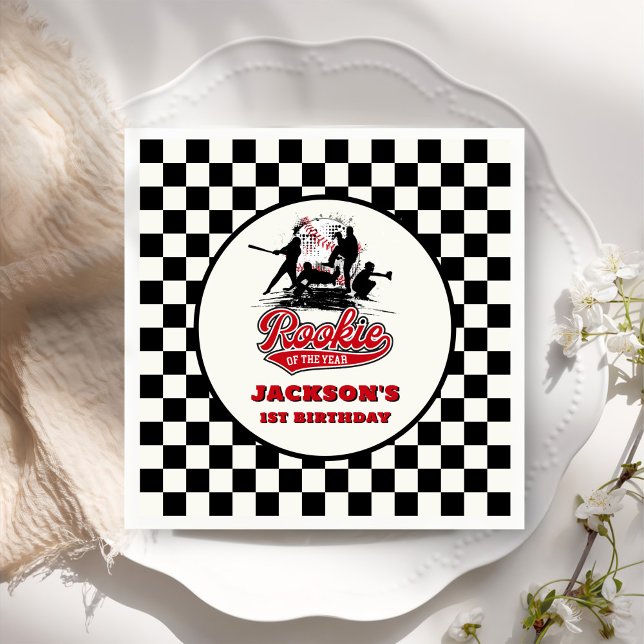 Rookie Of The Year Personalized Baseball Birthday Napkins (Creator Uploaded)