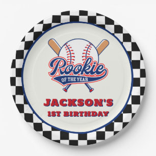 Rookie Of The Year Personalized Baseball Birthday Paper Plates