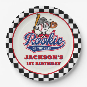 Rookie Of The Year Personalized Baseball Birthday Paper Plates