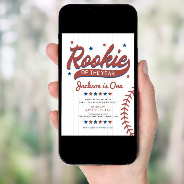 Rookie of the Year Photo First Birthday Invitation (Front Digital)
