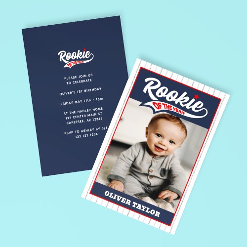 Rookie of the Year Photo Kids Party Invitation