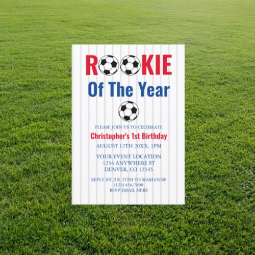 Rookie Of The Year Soccer 1st Birthday Invitation