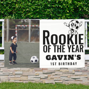 Rookie Of The Year Soccer Vinyl Birthday Banner