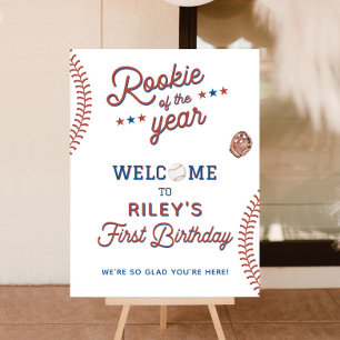 Rookie of the Year Welcome Sign, Baseball Birthday Foam Board
