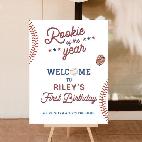 Rookie of the Year Welcome Sign Baseball Birthday Foam Board