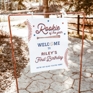 Rookie of the Year Welcome Sign, Baseball Birthday Foam Board