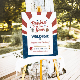 Rookie of the Year Welcome Sign, Baseball Birthday Foam Board
