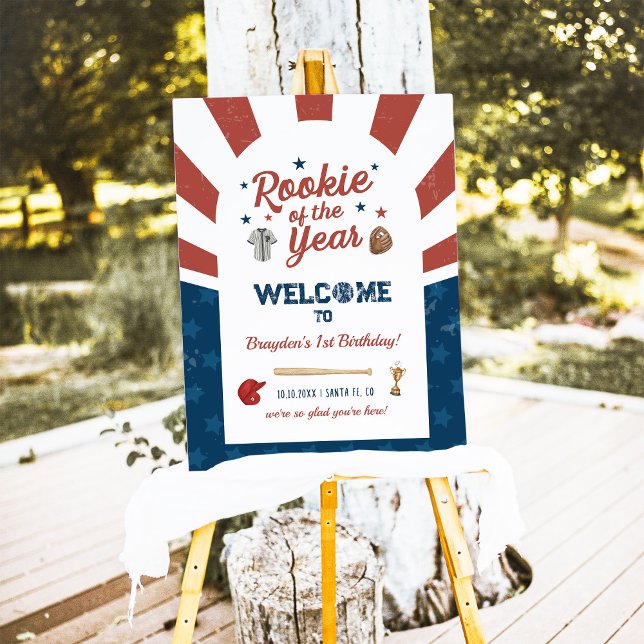 Rookie of the Year Welcome Sign, Baseball Birthday Foam Board (Creator Uploaded)