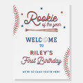 Rookie of the Year Welcome Sign, Baseball Birthday Foam Board | Zazzle