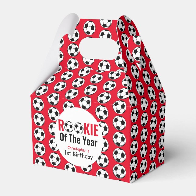 Rookie Soccer 1st Birthday  Favor Boxes (Front Side)