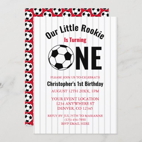 Rookie Soccer 1st Birthday Invitation
