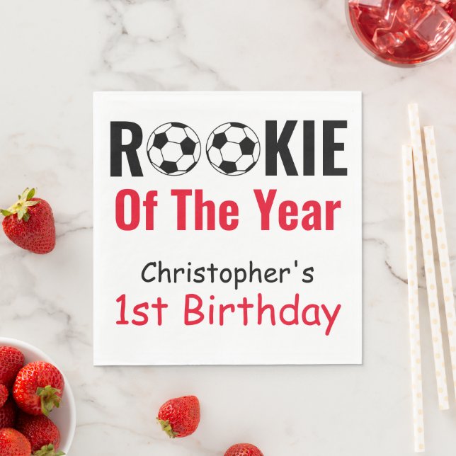Rookie Soccer 1st Birthday Napkins (Insitu)