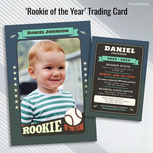 Rookie Year Baseball 1st Birthday Trading Card
